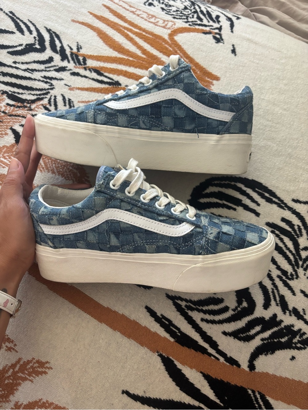 Vans Denim Checkerboard Platform Sneakers